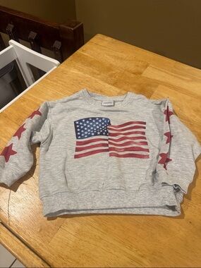 Kids Grey Flag Sweatshirt with Red Star Sleeves